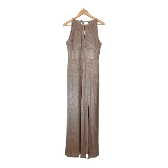 R&M Richards Keyhole Halter Gown in Gold - Picture 2 of 8